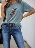 AlvaQ Short Sleeve Tops for Women Juniors Summer Graphic Print Casual Shirts Blouses Fashion 2020 Blue Medium