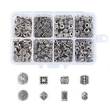 385pcs/Box 8 Style Tibetan Alloy Metal Beads Carved Loose Spacers Kits 5~9.5mm