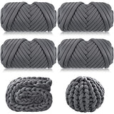 4 Skeins Arm Knitting Yarns 8.8lbs Washable Giant Wool Yarn Bulk Thick Cotton Tube Chunky Knit Yarn for Hand Knitting Blanket Crochet Craft PET DIY Pillow Bed (Light Gray)