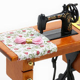 VORCOOL Vintage 1/12 Dollhouse Miniature Decorative Sewing Machine with Cloth Scissors