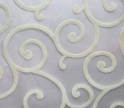 Organza Flocking Swirl Fabric 58" Wide Sold By The Yard (WHITE)