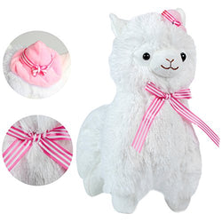 Alpacasso 14" White Plush Alpaca, Cute Soft Stuffed Animals Toy Kids