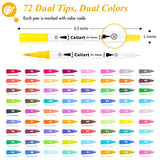 Caliart 72 Dual Brush Pens Art Markers, Artist Fine & Brush Tip Pen Coloring Markers for Adult Coloring Book Journaling Note Taking Lettering Calligraphy Kids Drawing Pens Kit Art Craft Supplies