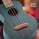 Hola! Music HM-121BU+ Deluxe Mahogany Soprano Ukulele Bundle with Aquila Strings, Padded Gig Bag, Strap and Picks - Teal