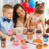 Ynybusi Tea Party Set for Little Girls, Kids Play Kitchen Accessories- Girls Pretend Toy Tea Set & Coffee and Cooking Playset, Gift for 3 4 5 Year Old Girls Boys Baby Child (C)