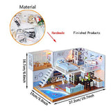 WYD DIY Handmade 1:24 ScaleBlue Mini Doll House Miniature Building Model Creative Toy Furniture Kit LED (Meet You)