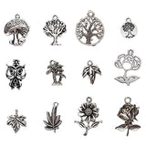 KeyZone Wholesale 100 Pieces Tibetan Silver Plated Mixed Jungle Animal Plant Charms Pendants DIY