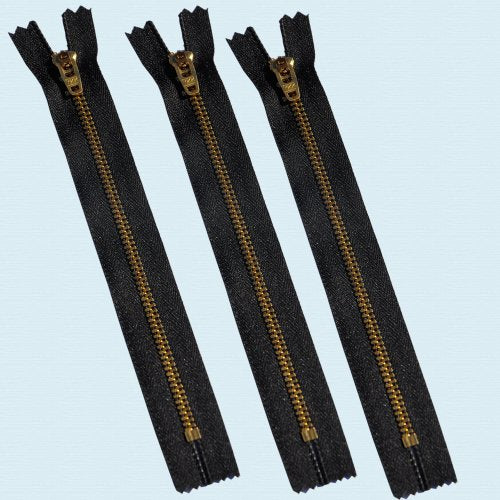 ZipperStop Wholesale Authorized Distributor YKK® 6" YKK Pants Brass Zipper #4.5- Black (3 Zippers)