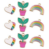 M263-E 9pcs New Cute Rainbow Love Flower Bracelet Charms Pendants Wholesale