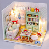 Decdeal DIY House Decor with LED Light Accessories Furniture Miniature Doll House Wooden Craft Kits Best Birthday Gifts for Women and Girls