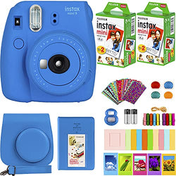 Fujifilm Instax Mini 9 Instant Camera + Fujifilm Instax Mini Film (40 Sheets) Bundle with Deals Number One Accessories Including Carrying Case, Color Filters, Kids Photo Album + More (Cobalt Blue)