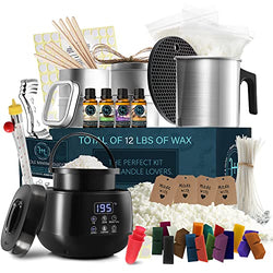 Hearth & Harbor DIY Candle Making Kit for Adults and Kids, Candle Making Supplies, Soy Candle Wax Flakes, Complete Candle Kit Making, Starter Candle Making Set - Complete Kit + Electric Pot - 12 Lbs