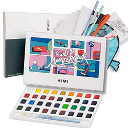 HIMI Watercolor Paint Set, 36 Vivid Colors in Pocket Box with Watercolor Paper Pad and Watercolor Brush, Perfect for Students, Kids, Beginners and More