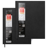 ARTEZA 8.5x11" Hardbound Sketchbook, Set of 2 Heavyweight Hard Cover Sketch Journals, 100 Sheets