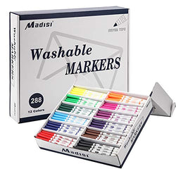 Madisi Washable Markers, Super Tips Markers, Assorted Colors, Classroom Bulk Pack, 288 Count