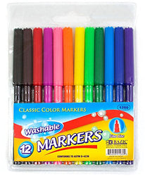 Bazic 12 Fine Line Washable Watercolor Markers