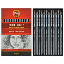 Koh-i-noor Progresso - 12 Woodless Graphite Pencils. 8B. 8911