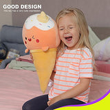 Super Funny Ice Cream Plush, Soft Fluffy Food Plush Cushion Pillow Stuffed Plush Toy for Kids (Orange, 19.7 inch)
