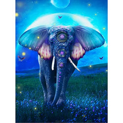 AIRDEA Elephant Diamond Art Kits for Adults Beginners Round Full Drill 5D DIY Animals Diamond Painting Kits Moonlight Diamond Art Painting Kits Gem Picture Art for Home Wall Art Decor 11.8x15.7inch