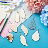FASHEWELRY 80Pcs Unfinished Wooden Earrings Pendants 8 Styles Blank Wood Dangle Earring Charms with 80Pcs Jump Rings & 80Pcs Earring Hooks for Jewelry Making