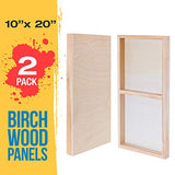 U.S. Art Supply 10" x 20" Birch Wood Paint Pouring Panel Boards, Gallery 1-1/2" Deep Cradle (Pack of 2) - Artist Depth Wooden Wall Canvases - Painting Mixed-Media Craft, Acrylic, Oil, Encaustic