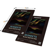 MEEDEN 9 X 12 Inches Black Sketch Pad, 2 Pack 30 Sheets in 90 lb. (150g/m²), Acid-Free Black Drawing Paper, for Variety of Dry Media