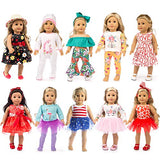 ZQDOLL 19 pcs Girl Doll Clothes Gift for American 18 inch Doll Clothes and Accessories, Including 10 Complete Sets of Clothing