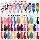 Saviland 36 Colors Gel Paint Nail Kit - Gel Nail Polish Kit Colored Nail Gel with 15pcs Painting Drawing Nail Brush for Nails DIY Nail Art Design & Nail Salon Manicure Kit