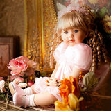 Zero Pam Reborn Toddler 24" Real Life Reborn Baby Dolls Silicone Bebe Vinyl Weighted Reborn Baby Girl with Blonde Hair&Pink Princess Skirt(Passed EN71)