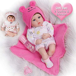 Yesteria Lifelike Reborn Baby Dolls 16 Inches 2 Outfits Silicone Vinyl Weighted Cotton Body Gift Set