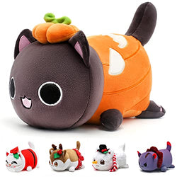 KOWSi 11 inchs Pumpkin Cat Plush - Meemeows Cat Plush Series - 100% Polyester Anime Plushies Pillow - Embroidered Stitching - Cat Stuffed Animal Festive Collectible ( Pumpkin Cat Plush )
