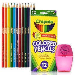 Colored Pencils, 12 Colored Pencils. Colored Pencils for adult Coloring. Coloring Pencils with Sharpener The ultimate Color Pencil Set.