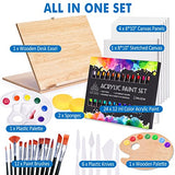 Easel Art Set, 40 Piece Painting Supplies with 1 Art Easel, 24 Acrylic Paint Set, 5 Painting Canvas, 12 Paint Brushes & Necessary Paint Set Tools, Art Supplies for Kids Adults Beginners Artists Pros…