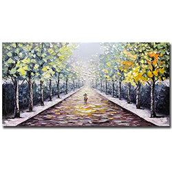Yotree Paintings - 24x48 Inch 3D Wall Art on Canvas Abstract Painting Wood Inside Framed Hanging Wall Decoration Ready to Hang