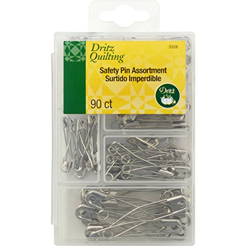 Dritz 3328 Quilting Curved Safety Pin Assortment (90 Pack)