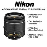 Nikon D3500 DSLR Camera 24.2MP Sensor with NIKKOR 18-55mm f/3.5-5.6G VR Lens, 2 Pack SanDisk 32GB Memory Card, Backpack, Tripod, Slave Flash Light and A-Cell Accessory Bundle (Black)