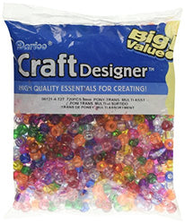 Darice Pony Beads 6 by 9mm 720/Pkg, Transparent Multi