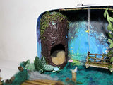 Fairy Room In The Suitcase. Miniature Dollhouse Forest Diorama 1:12 scale Handmade