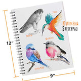 Sketch Pad Book by Glokers (2 Pack Pads - Each Pad 100 Sheets) – Acid Free, Medium Weight Paper – for Pencils, Charcoal, Oil Pastels, and Other Dry Media – Extra Durable Spiral Binding – 9 x12” Inch