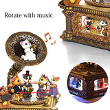 Cat Music Box Phonograph Gifts for Womens Birthday, Vintage Musical Box with Lights Gift to Wife Daughter Girlfriend Mom Girls Women Birthday Christmas Play Always With Me