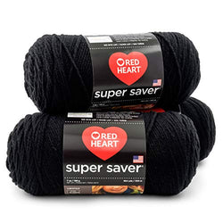 RED HEART Super Saver 3-Pack yarn, BLACK 3 Pack