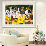 5D Diamond Painting Kits for Adults, DIY Sunflower and Dogs Diamond Art Full Drill Picture Paint by Number, Embroidery Cross Stitch Crafts for Home Wall Decor (14 x 18 inch)