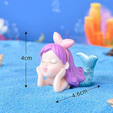 Miniature Mermaid Figurines, 4 Pcs Mermaid Doll Cake Toppers, Mermaid Figure Collection Playset, Fairy Garden Miniature Moss Landscape DIY Terrarium Crafts Ornament, Birthday Cake Decoration