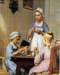 Albert Anker Childrens Breakfast 1879 Kunstmuseum Basel 30" x 24" Fine Art Giclee Canvas Print (Unframed) Reproduction
