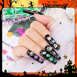 Noverlife 36 Grids Halloween Nail Art Slices, Halloween Nail Clay Glitters, Pumpkin Cross Cat Skeleton 3D Polymer Nail Sequins, Halloween Nail Design Slime Flakes, DIY Manicure Nail Decals Confetti