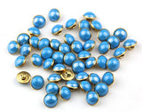 Pack 25pcs 13mm Blue Pearl Half Resin Dome Cap Copper Base Buttons Crafting Sewing Scarpbooking