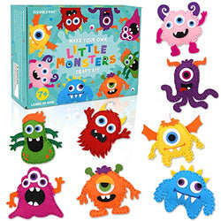 CiyvoLyeen Little Monsters Sewing Craft Kit for Children Adopt A Monster Felt Plush DIY Sewing Art Kids Educational Toys Monster Bash Craft Gift for Beginners Set of 8