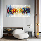 Epicler Hand Painted Abstract Mural Modern Art Oil Painting Colors Modern Wall Decoration Art Living Room Bedroom Corridor Bar Wall Decoration 24x48 Inches