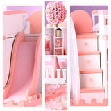 DIY Miniatures Dollhouse Kits 1:24 Scale Simple Castle Model Building Dollhouse for Beginner Easy to Assemble Cute Furniture Accessories Toys Mini Pink Princess Bedroom with Music Box Dust Cover