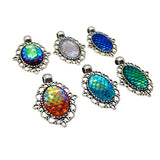 Julie Wang 50pcs Antiqued Silver Mermaid Scale Charm Pendant for Girl Jewelry Necklace Bracelet